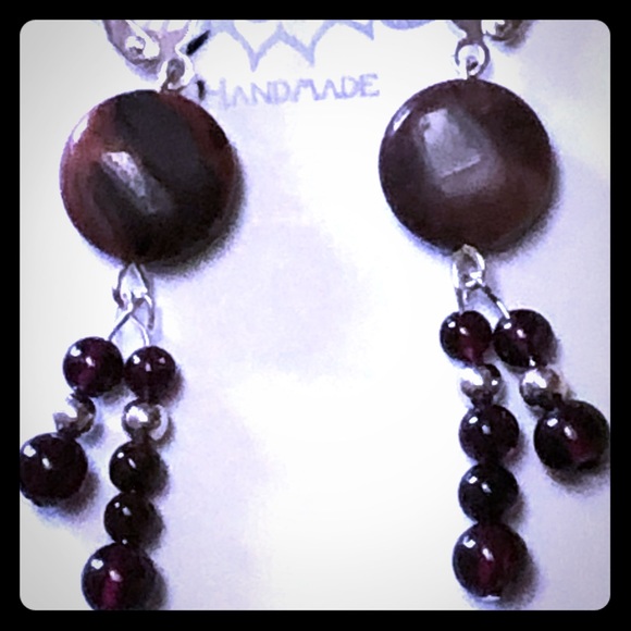 Stacked Garnet & Laguna Agate Earrings